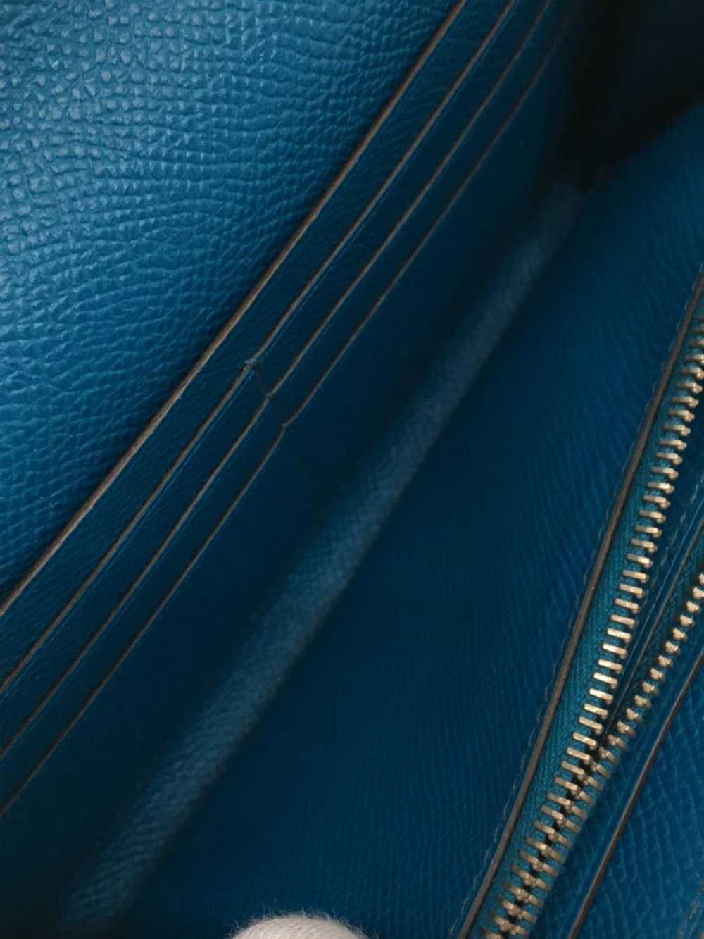 Hermes Hermes Leather Long Wallet Blue - image 6