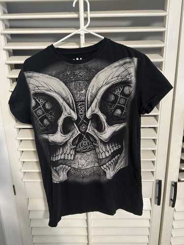 Streetwear Double skull rhine stone shirt