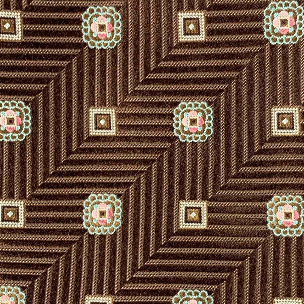 Ermenegildo Zegna Brown Tan Chevron Silk Tie - image 3