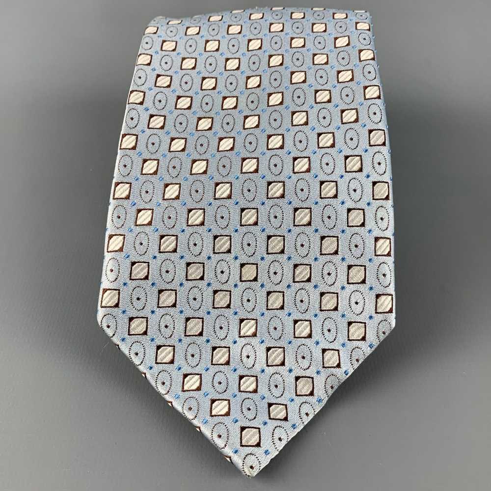 Ermenegildo Zegna Blue Brown Dots Silk Tie - image 1