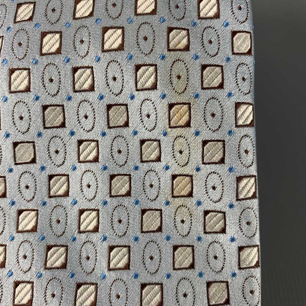 Ermenegildo Zegna Blue Brown Dots Silk Tie - image 4