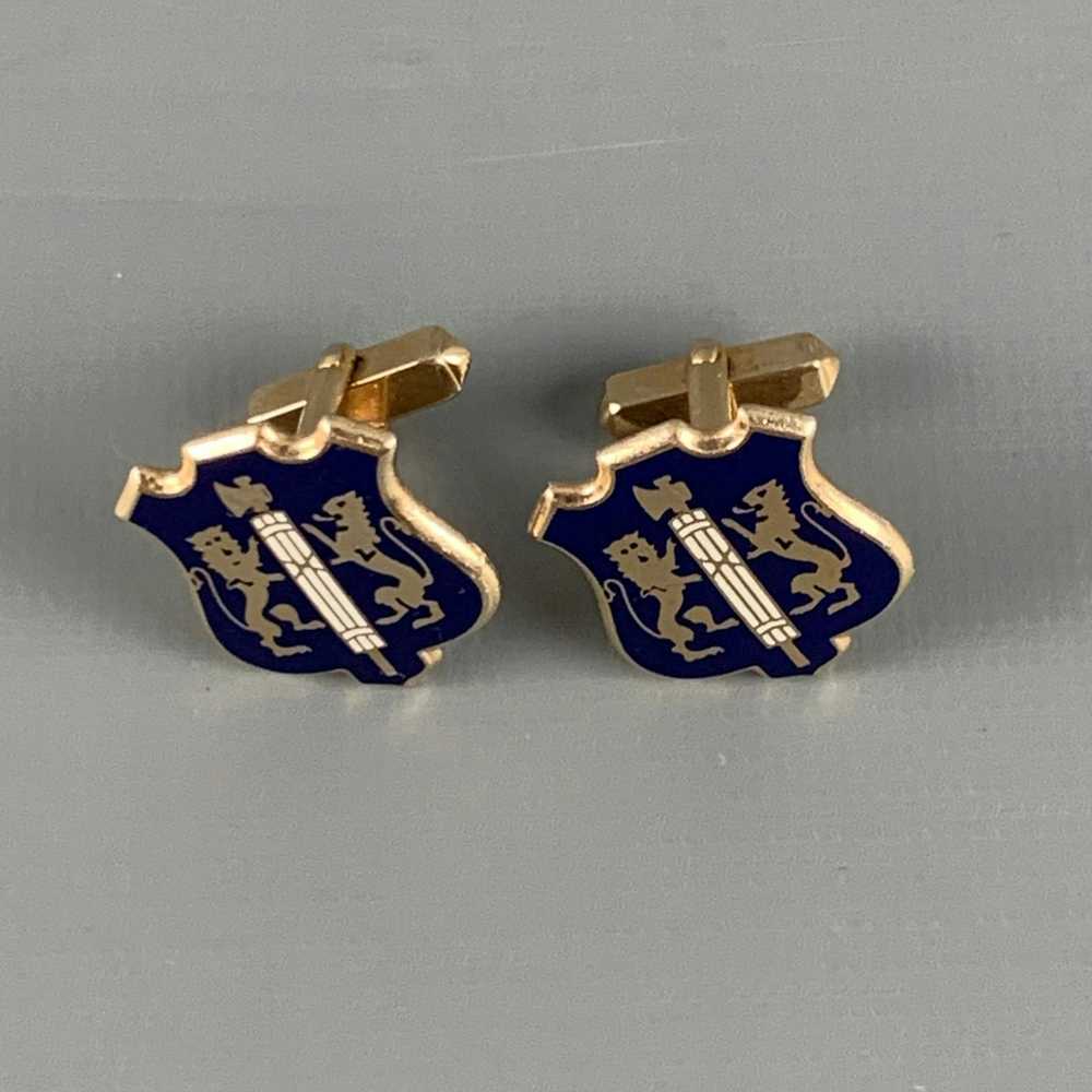 Other Navy Gold Crest Metal Cuff Links - image 2