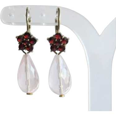 Antique Garnet and Rose Quartz dangle earrings - image 1