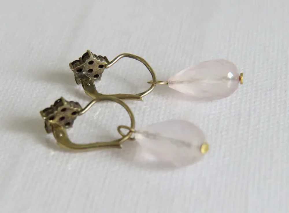 Antique Garnet and Rose Quartz dangle earrings - image 4