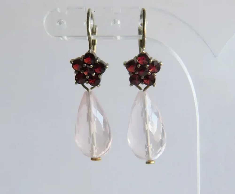 Antique Garnet and Rose Quartz dangle earrings - image 5