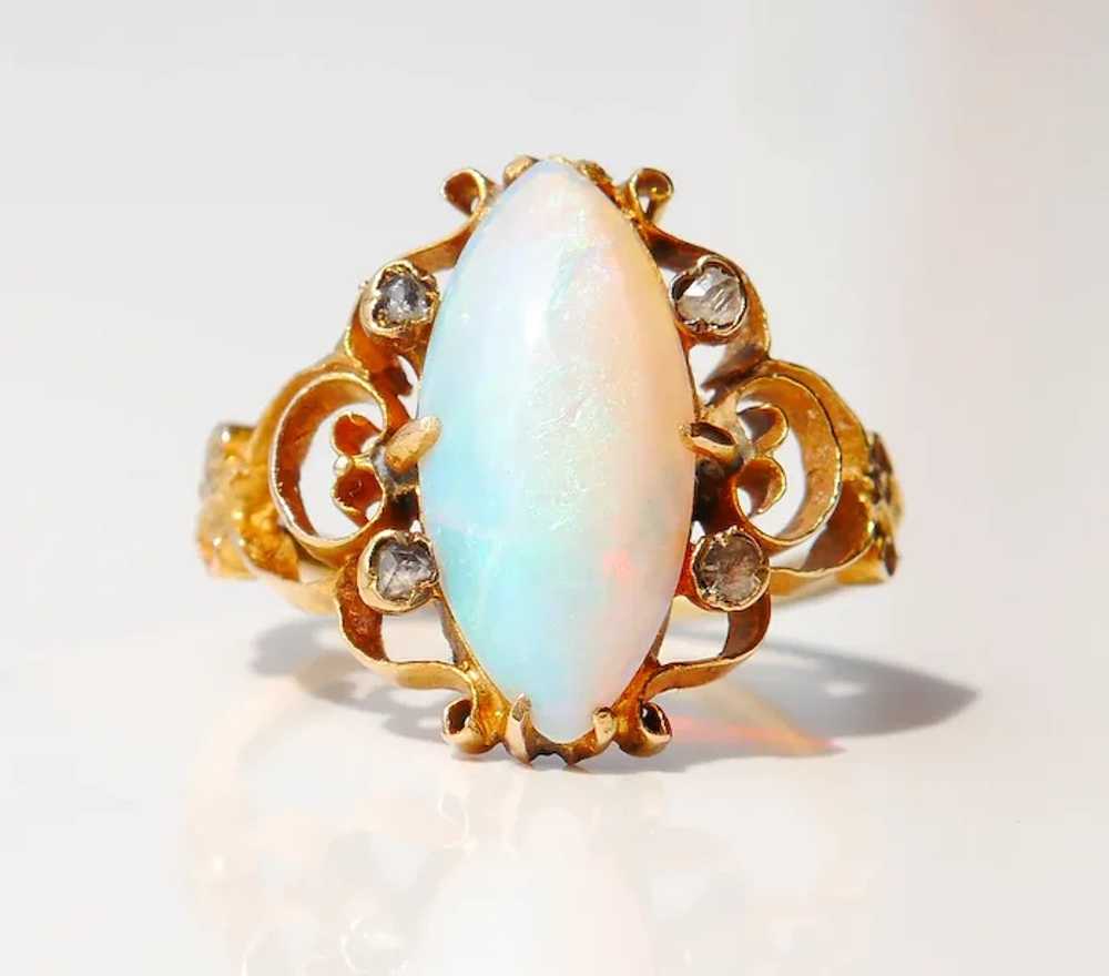 1899 Antique Ring natural 4ct Opal solid 18K Gold… - image 2