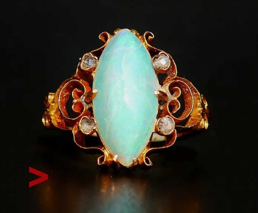 1899 Antique Ring natural 4ct Opal solid 18K Gold… - image 7