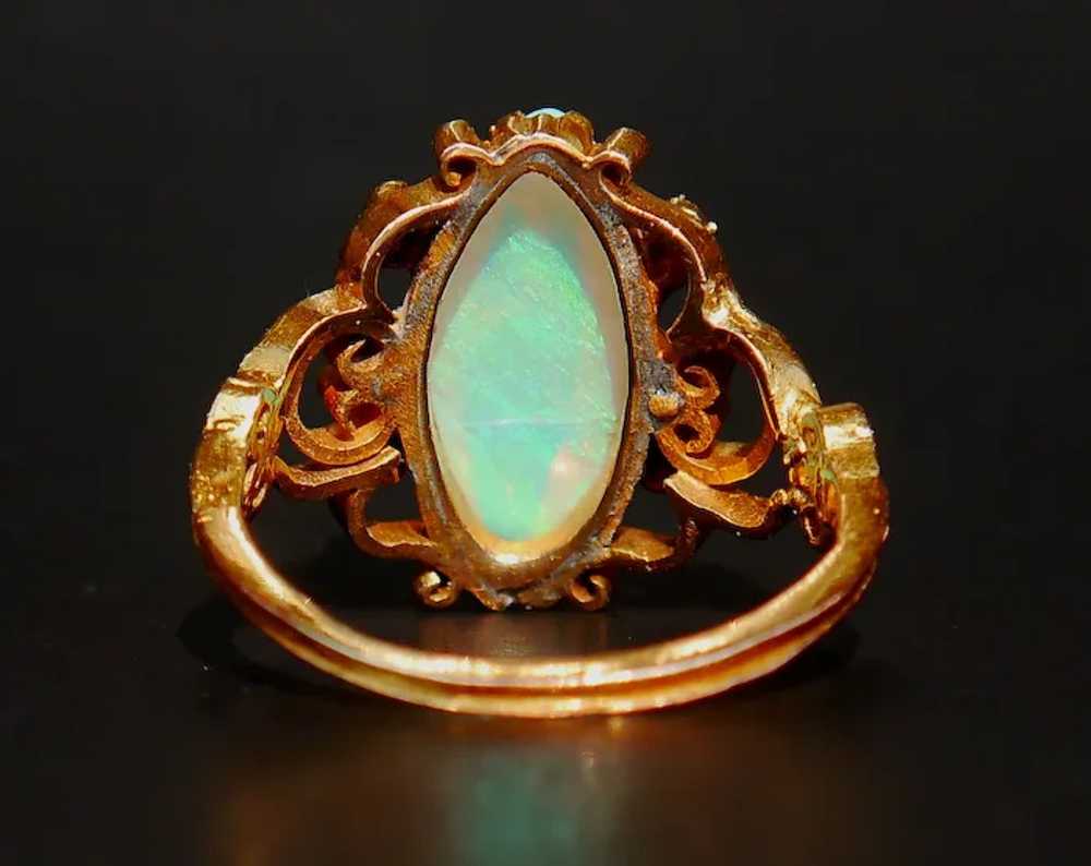 1899 Antique Ring natural 4ct Opal solid 18K Gold… - image 8