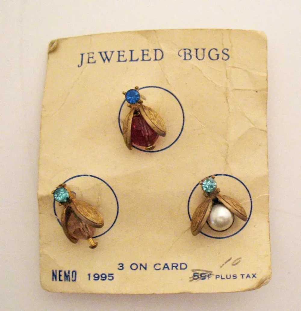 Very Rare Vintage Set of Three Carded Jeweled Bee… - image 5