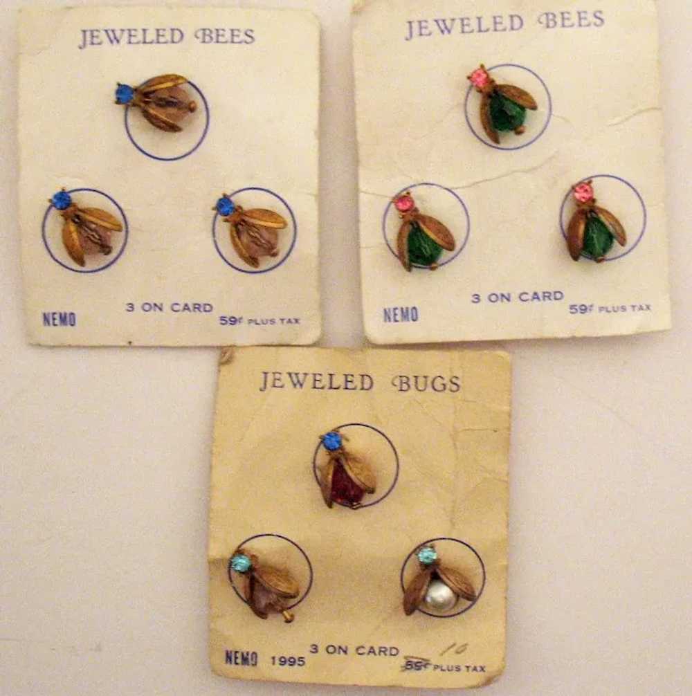 Very Rare Vintage Set of Three Carded Jeweled Bee… - image 7