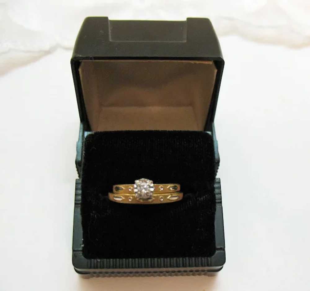 Gorgeous Vintage 1960s 14K Gold Diamond Wedding R… - image 2