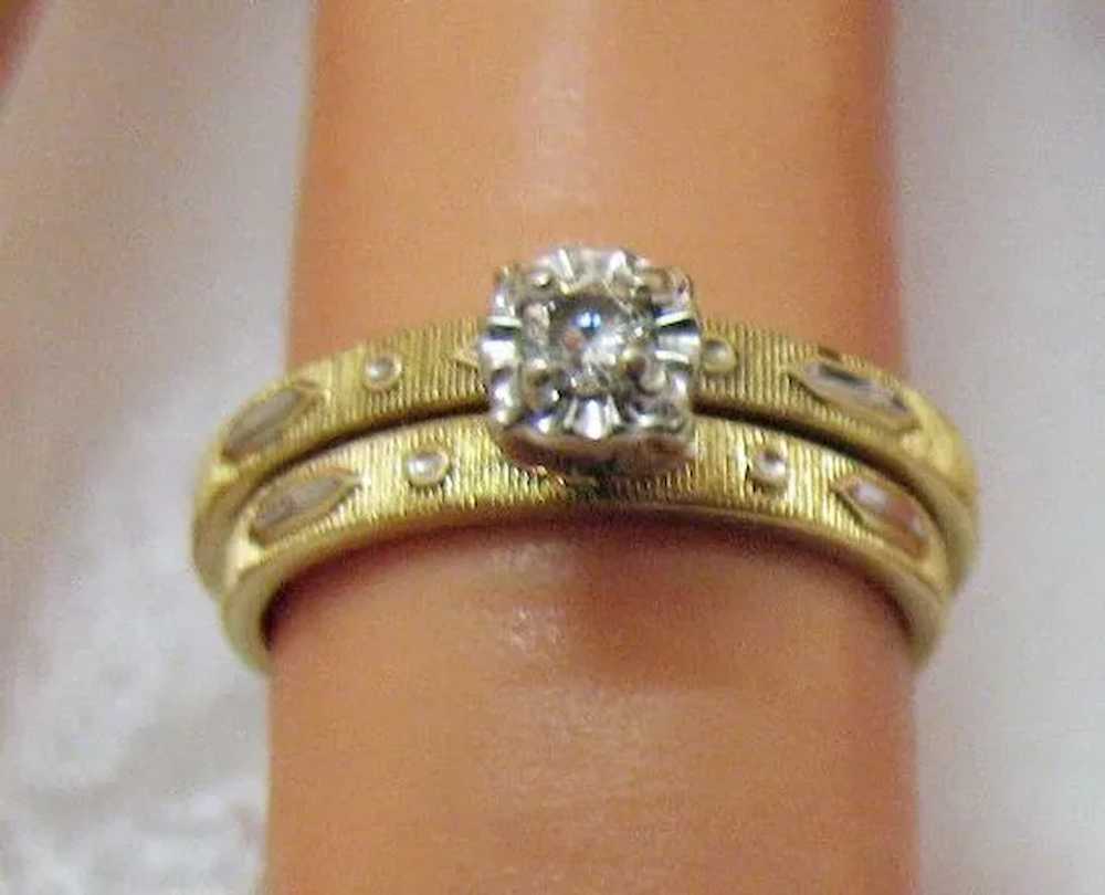 Gorgeous Vintage 1960s 14K Gold Diamond Wedding R… - image 3