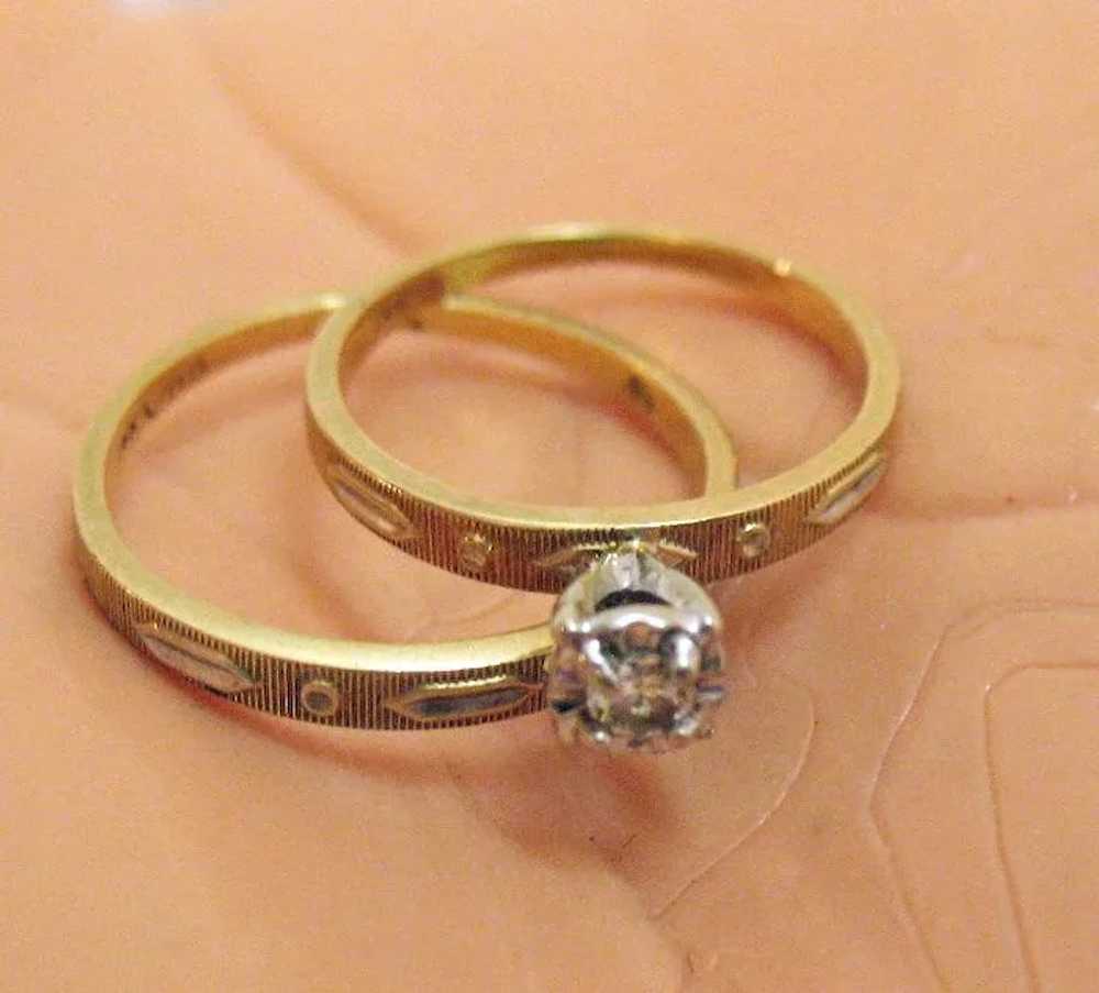 Gorgeous Vintage 1960s 14K Gold Diamond Wedding R… - image 4