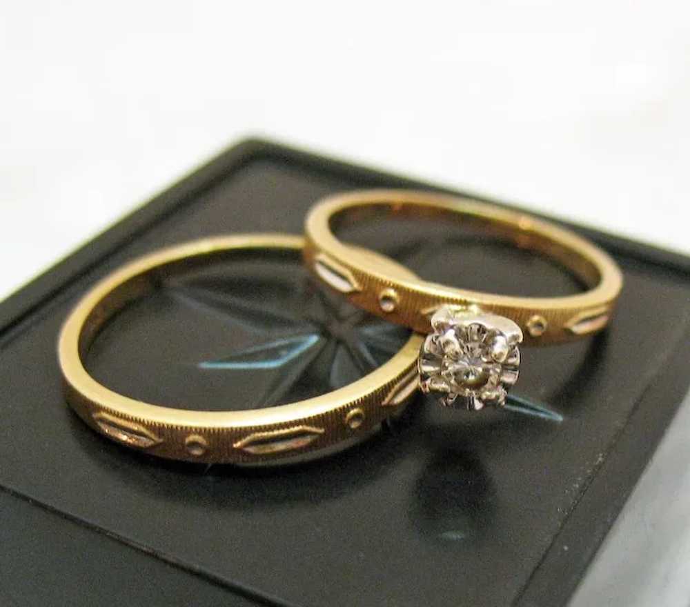 Gorgeous Vintage 1960s 14K Gold Diamond Wedding R… - image 5