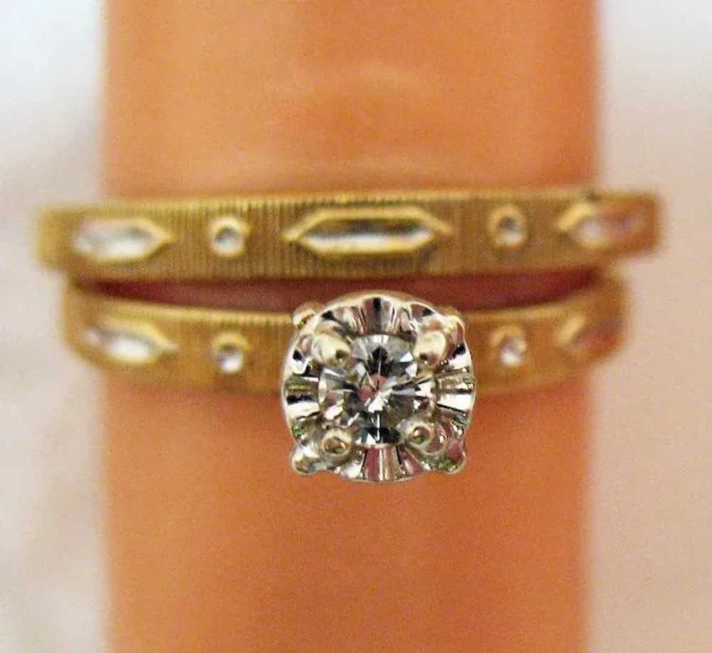 Gorgeous Vintage 1960s 14K Gold Diamond Wedding R… - image 8