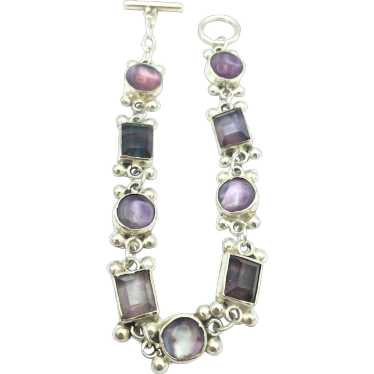 Southwestern Sterling Silver Purple Stone 7'' Brac