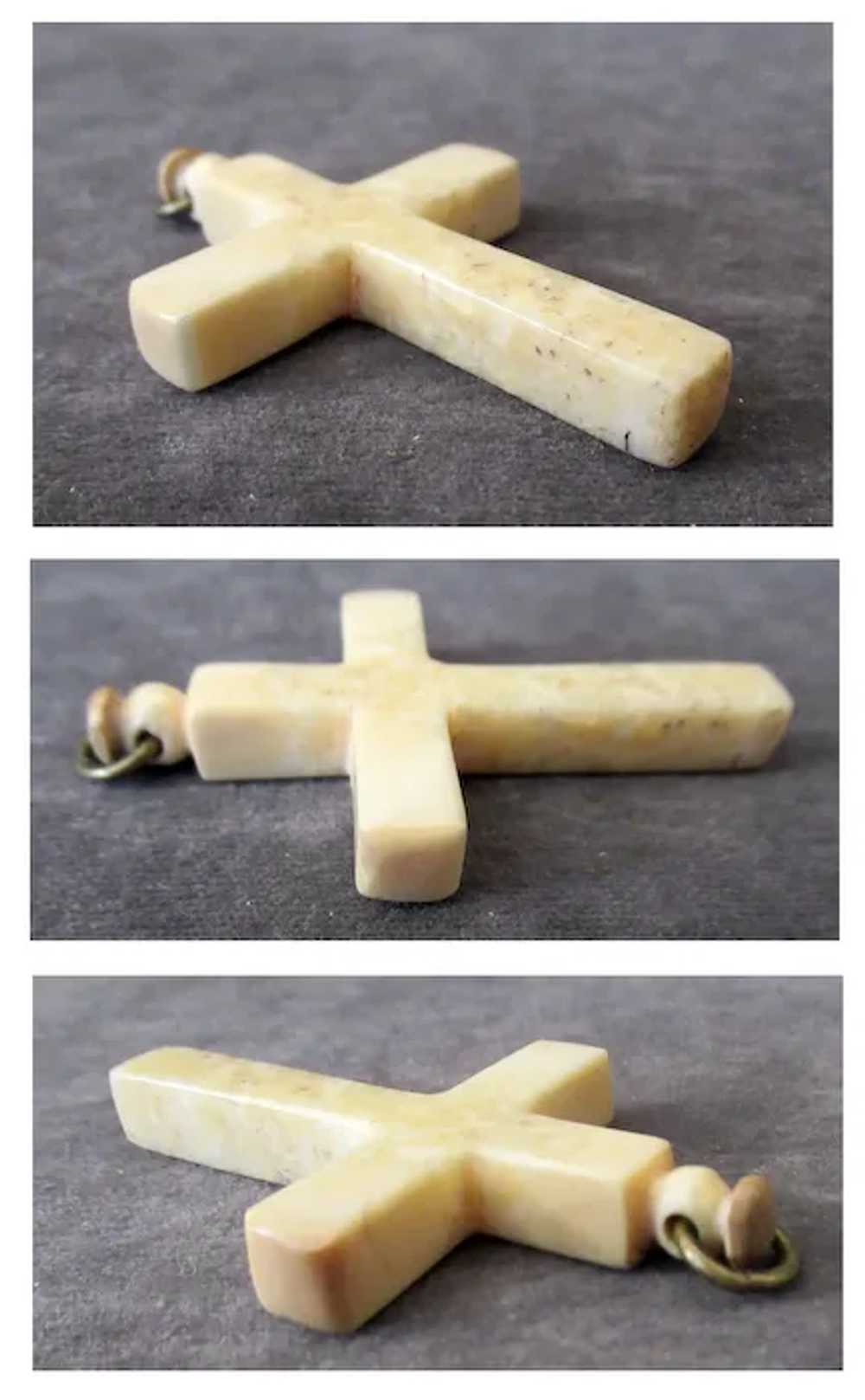 Vintage Cross Pendant – Creamy White, Unusual Cro… - image 2
