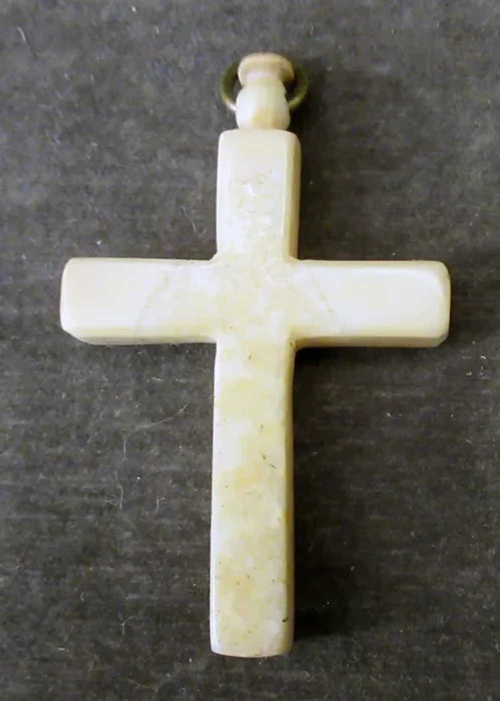 Vintage Cross Pendant – Creamy White, Unusual Cro… - image 3
