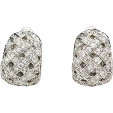 Tiffany & Co. Vannerie Diamond and Platinum Huggi… - image 1