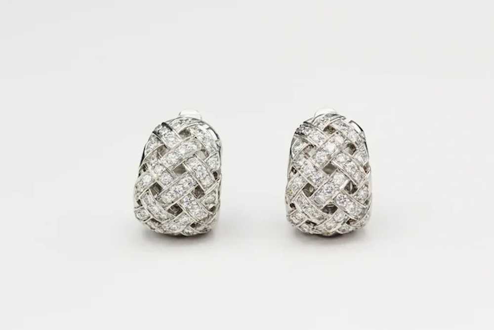 Tiffany & Co. Vannerie Diamond and Platinum Huggi… - image 2