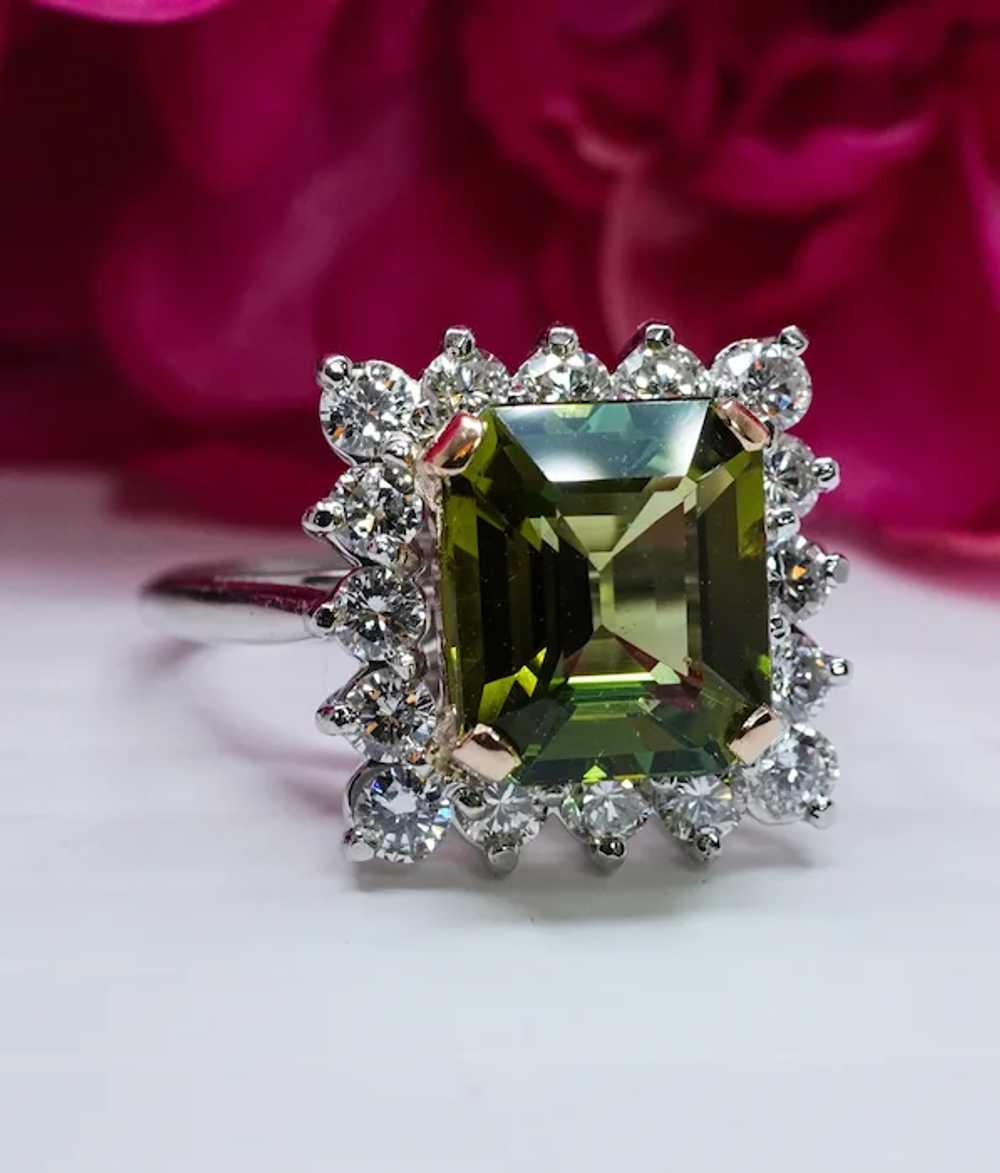 Krementz Vintage Green Tourmaline Diamond Platinu… - image 6