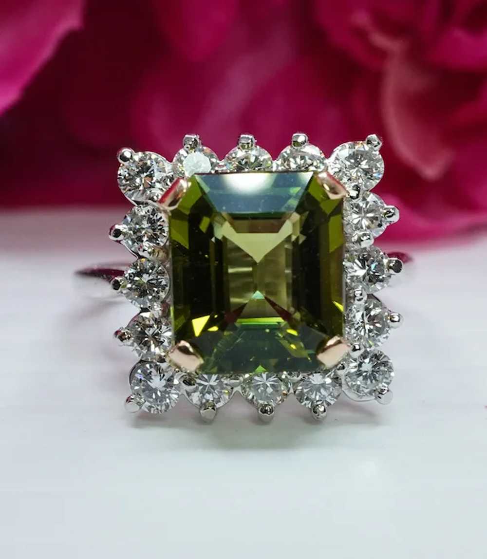 Krementz Vintage Green Tourmaline Diamond Platinu… - image 7