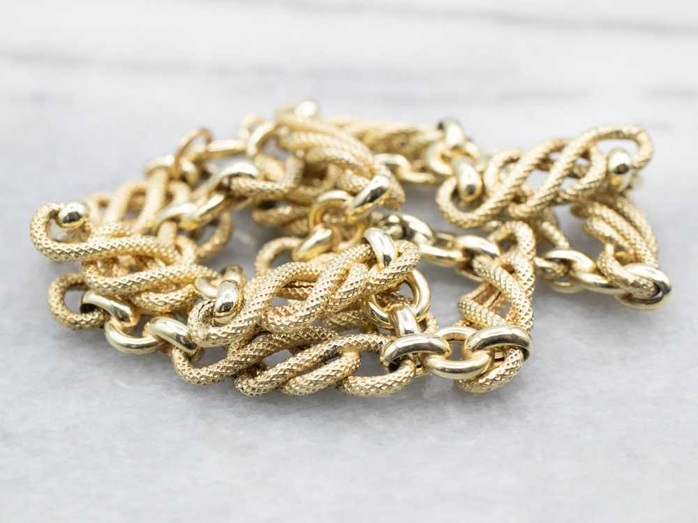 Yellow Gold Textured Knot Link Necklace with Spri… - image 1