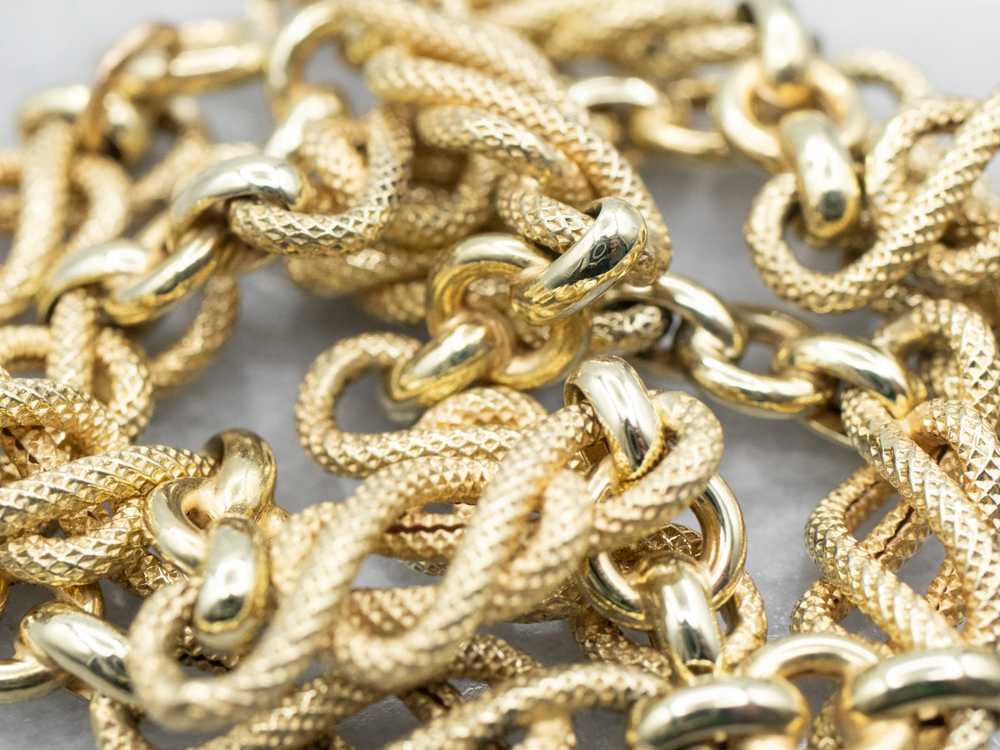 Yellow Gold Textured Knot Link Necklace with Spri… - image 2