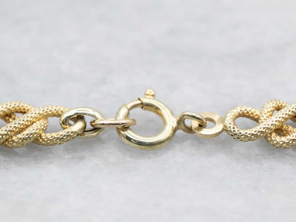 Yellow Gold Textured Knot Link Necklace with Spri… - image 3