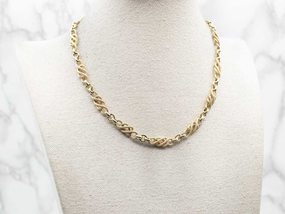 Yellow Gold Textured Knot Link Necklace with Spri… - image 4