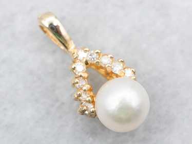Pearl Diamond and Gold Pendant - image 1