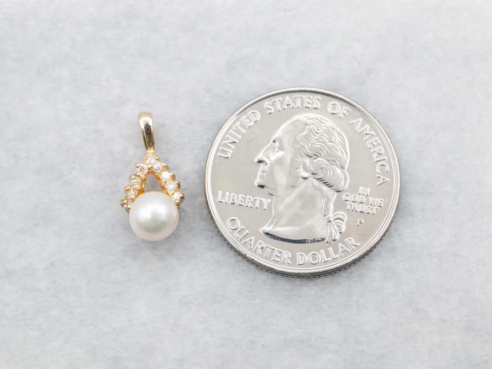 Pearl Diamond and Gold Pendant - image 3