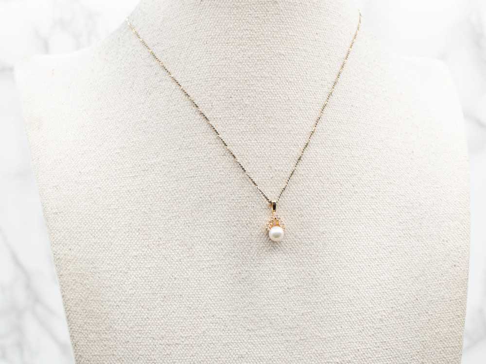Pearl Diamond and Gold Pendant - image 4
