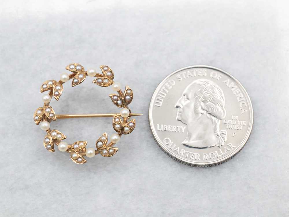 Art Nouveau Seed Pearl Circle Pin - image 4