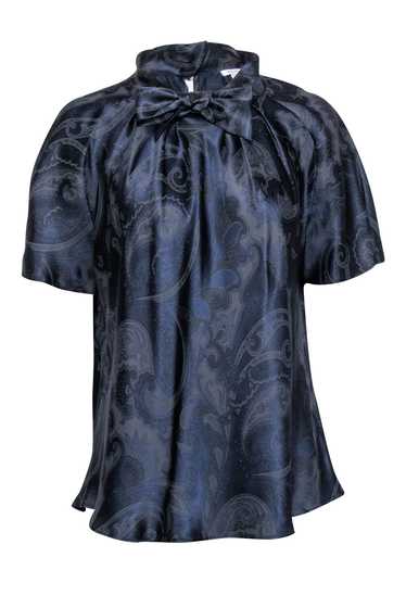 Max Mara - Navy & Black Print Silk Blouse Sz 16