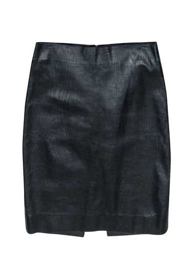 Tufi Duek - Black Textured Leather Pencil Skirt Sz