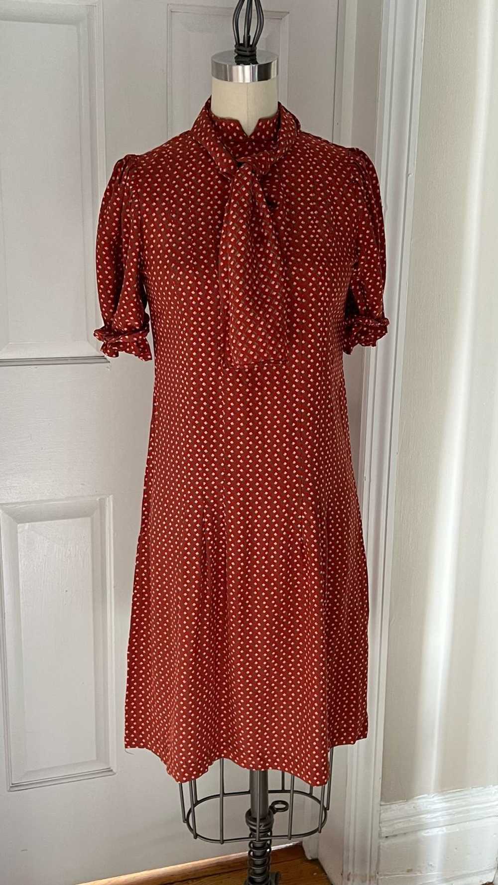 1940's Silk Floral Knee-Length Dress (fits XS) |… - image 1