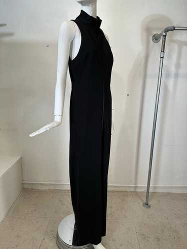 Vera Wang Black Knit Jersey Racer Shoulder Zipper 