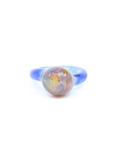 Blue Glass Dome Ring - image 1