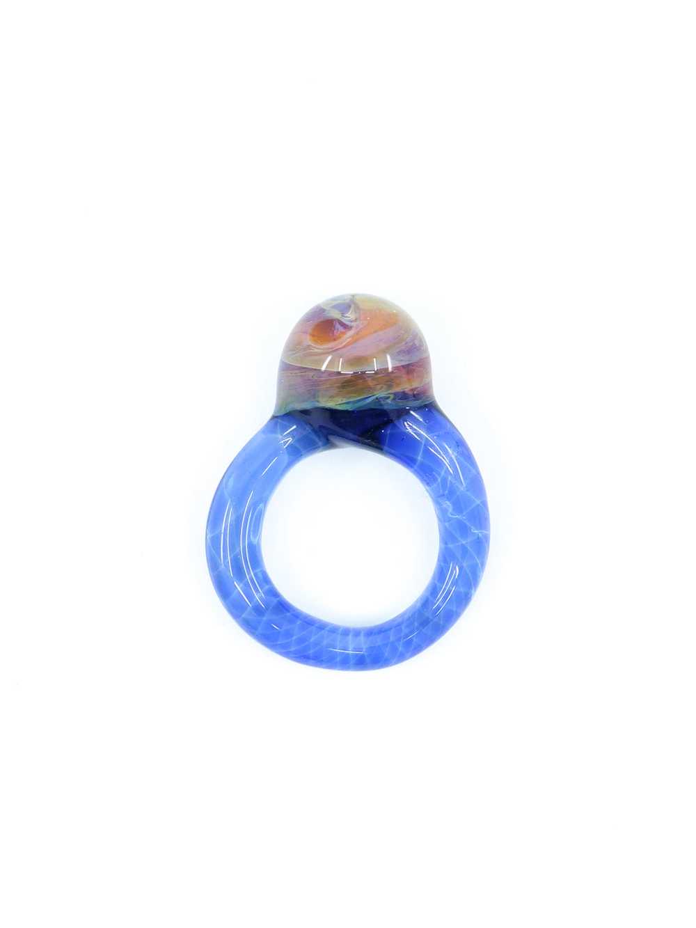 Blue Glass Dome Ring - image 4