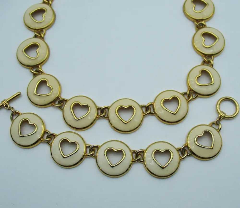 Unusual Vintage Heart Cut Out Enameled Necklace B… - image 7