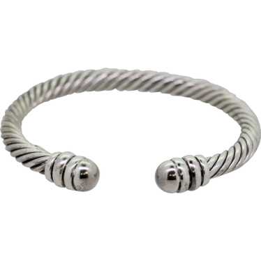 Sterling Silver Cable Cuff Bracelet - 6 3/4" - image 1