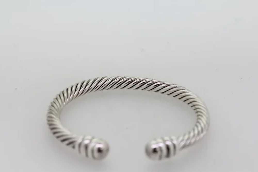Sterling Silver Cable Cuff Bracelet - 6 3/4" - image 2