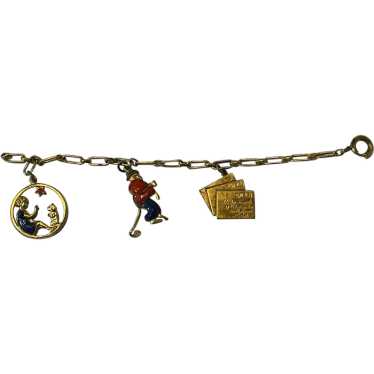 Rare 1930's Shirley Temple Enamel Charm Bracelet - image 1