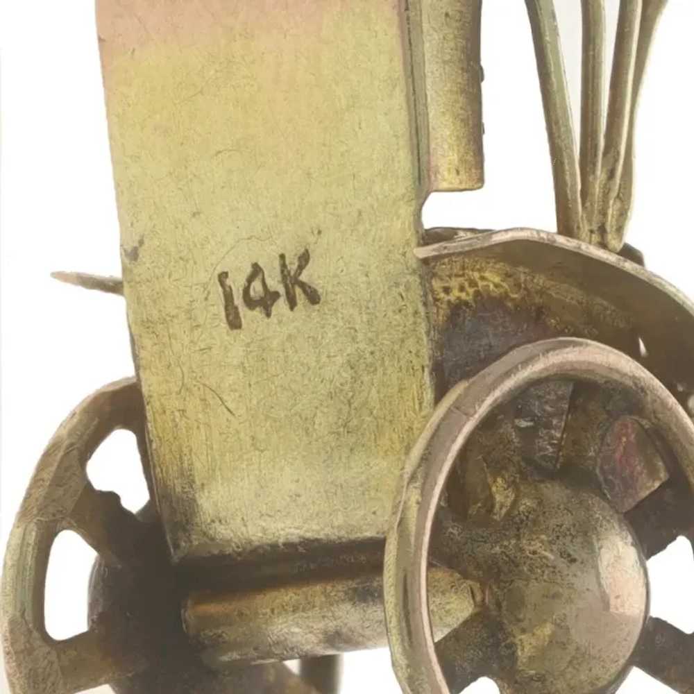 Yellow Gold Rickshaw Charm - 14k Carriage Transpo… - image 3