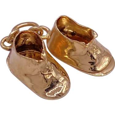 Vintage Baby Shoes Pair 14K Gold Three-Dimensional - image 1