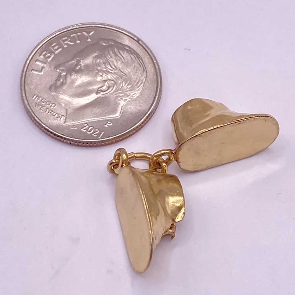 Vintage Baby Shoes Pair 14K Gold Three-Dimensional - image 2