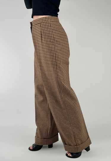Jaeger 70's Vintage Brown Wool Check Ladies Trouse