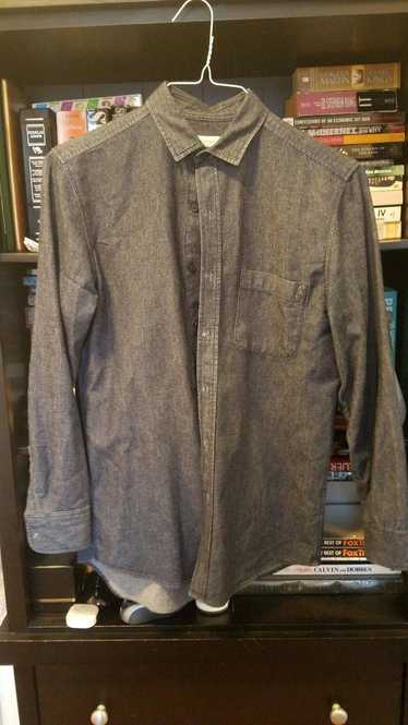 Topman TOPMAN Blue Denim Button Down Shirt Size Sm