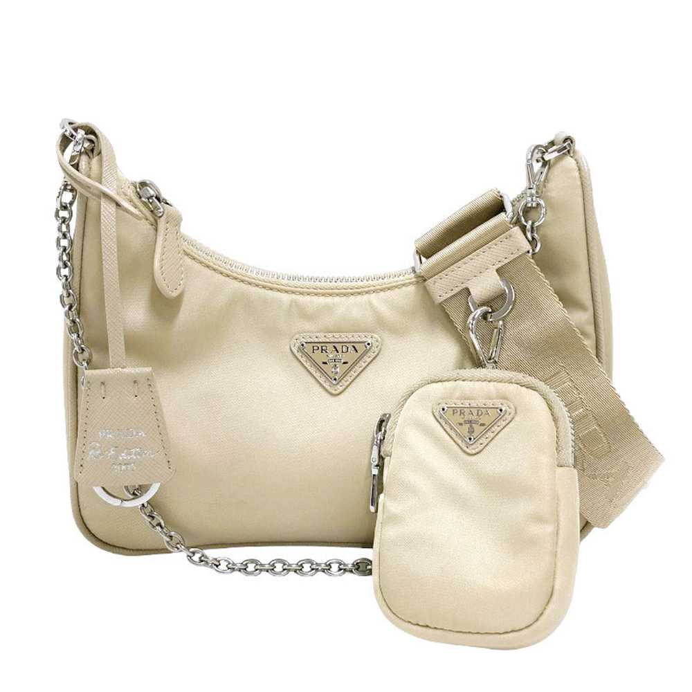 Prada Prada Nylon Handbag Shoulder Bag Beige - image 1